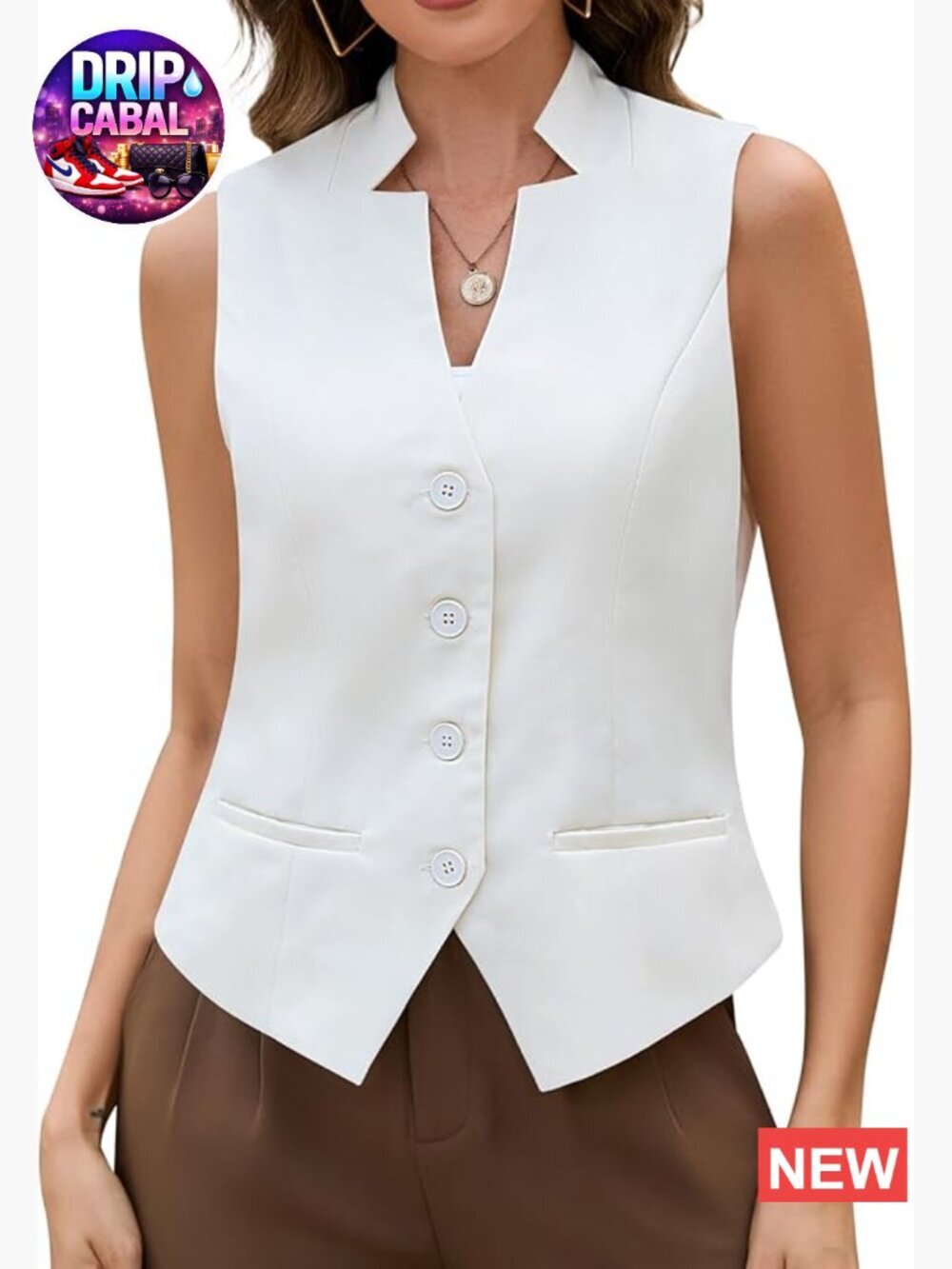 Cropped Sleeveless Button Down Blazer Vest Fully Lined Going Out Top